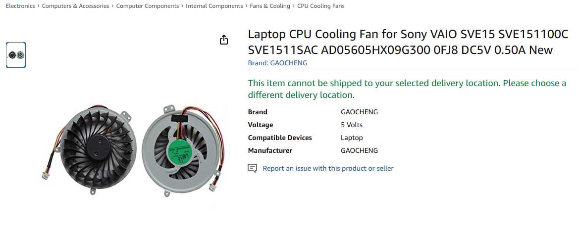 فن لپ تاپ سونی FAN SONY SVE15