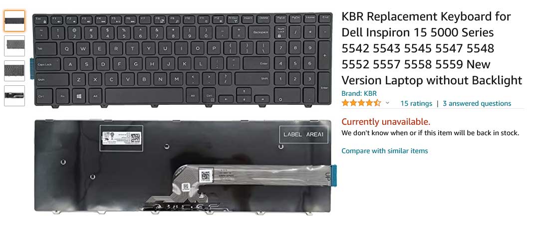 کیبورد لپ تاپ دل Keyboard Inspiron 15 5000