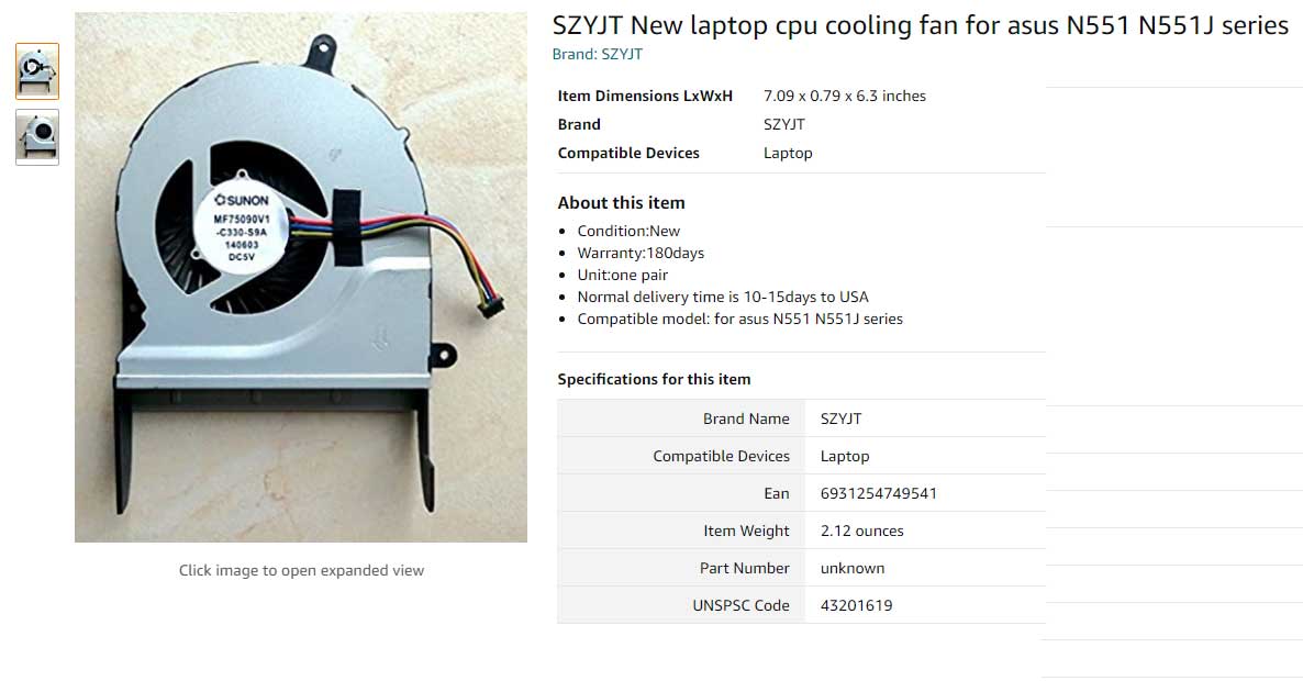 فن لپ تاپ ایسوس Fan Laptop Asus N551J N551VW G551