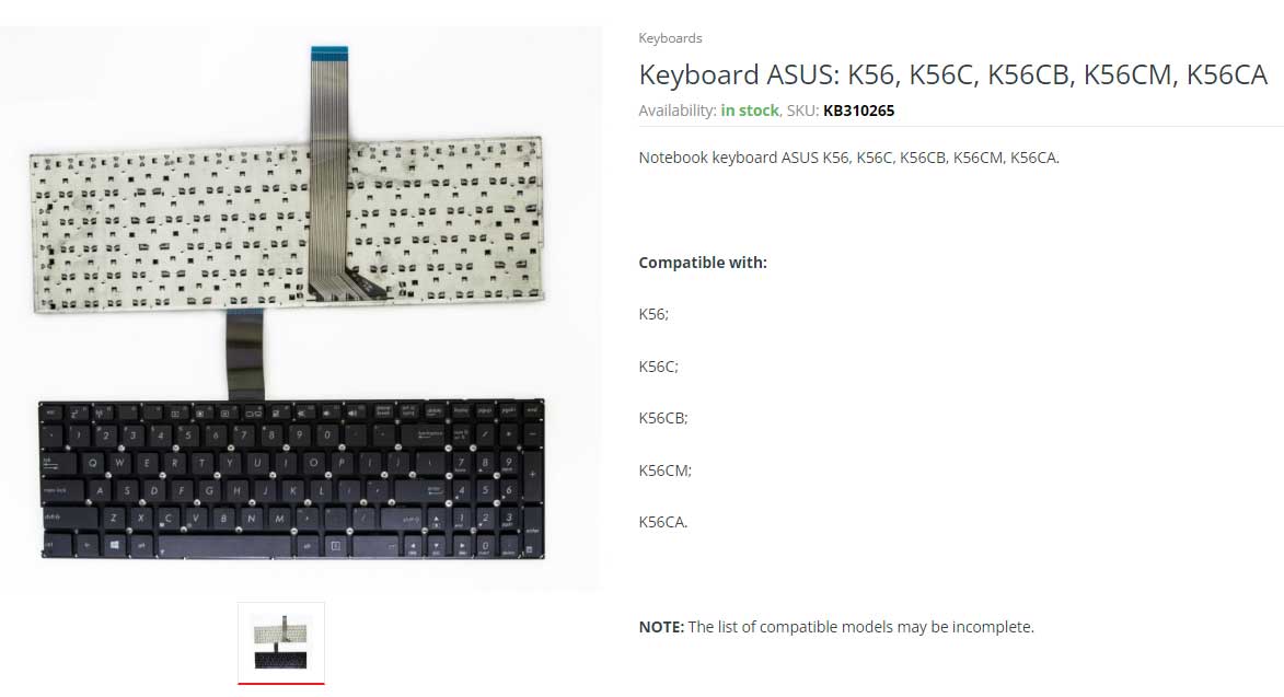 کیبورد لپ تاپ ایسوس Keyboard Laptop ASUS K56 K56C K56CB K56CM K56CA