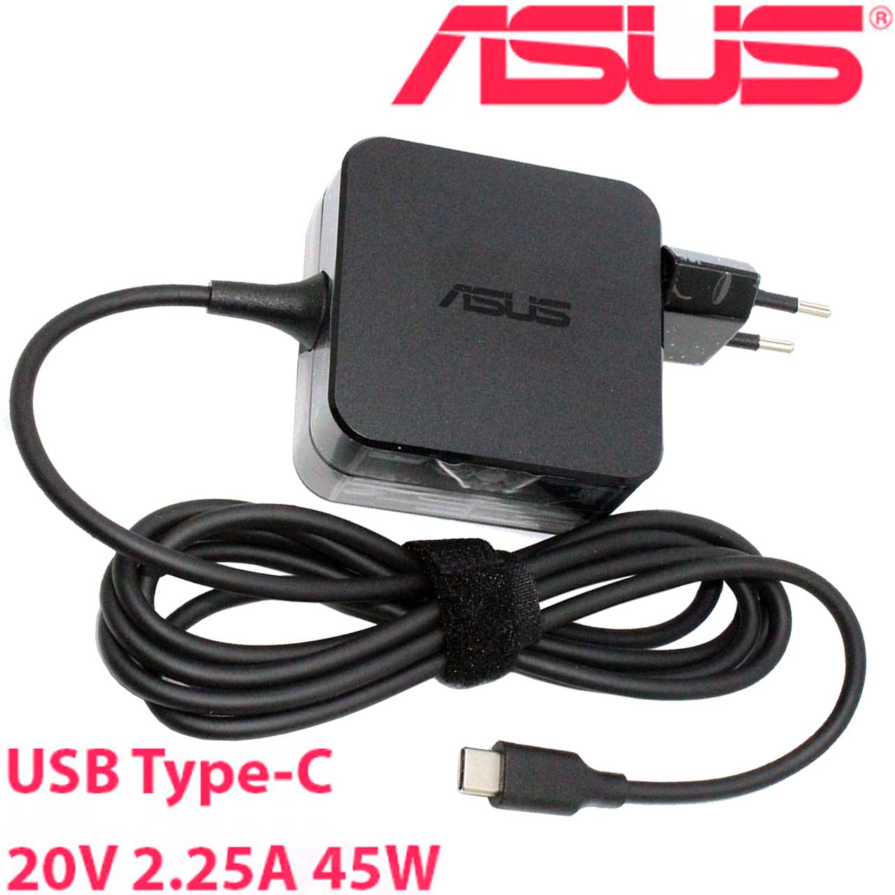 شارژر لپ تاپ ایسوس 20 ولت 2.25 آمپر مربعی اورجینال USB Type-C