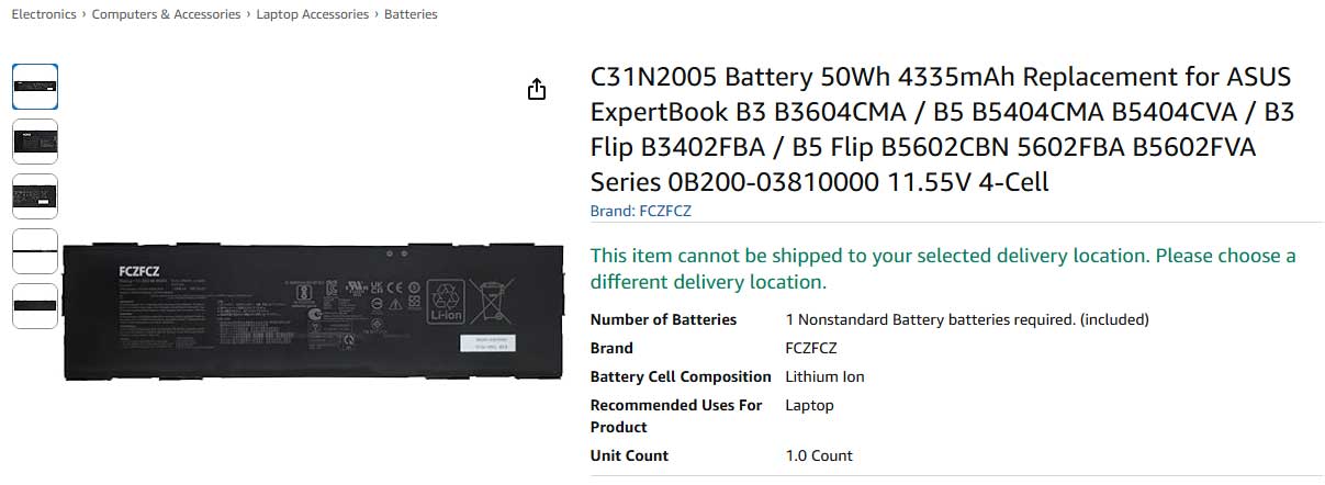 باتری لپ تاپ ایسوس Chromebook CX3 CX9 CR1102 C31N2005